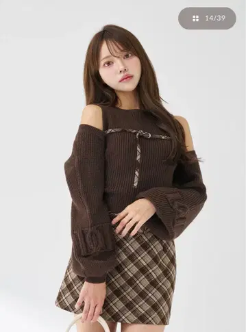 darich 도킹 미들 허리 니트 미니 원피스