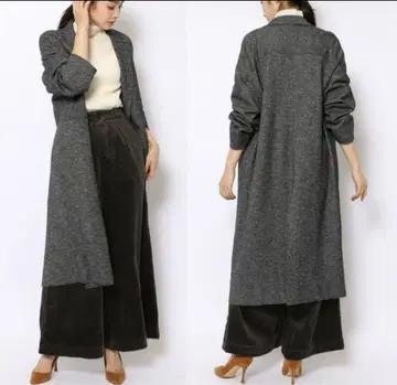 MACPHEE 헤링본 롱 코트 그레이