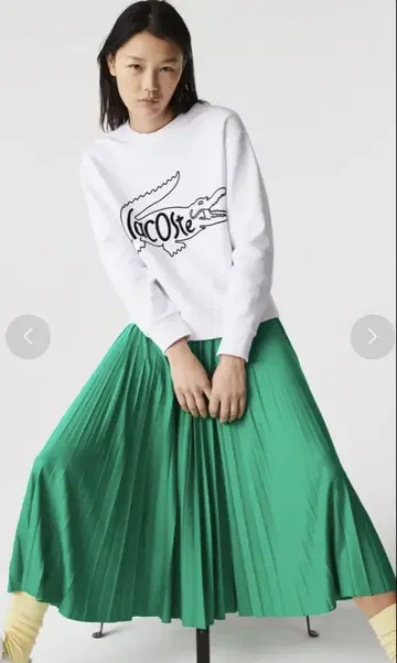 LACOSTE 크로코 로고 프린트 크루넥 맨투맨 화이트