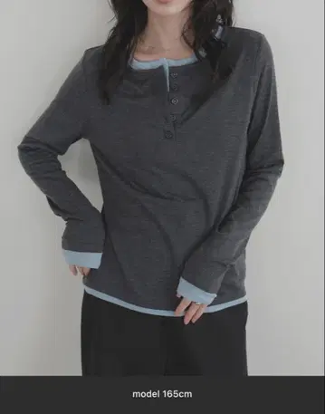 LIAN 바이컬러 헨리넥 풀오버