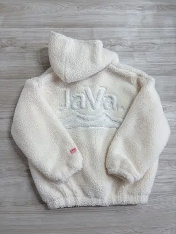 JaVa 보아 플리스 아우터 후드티 화이트