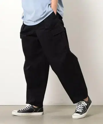 블랙 카고 팬츠 허리밴딩