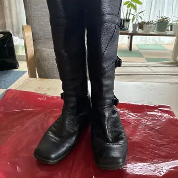 블랙 롱 부츠 합성 피혁제