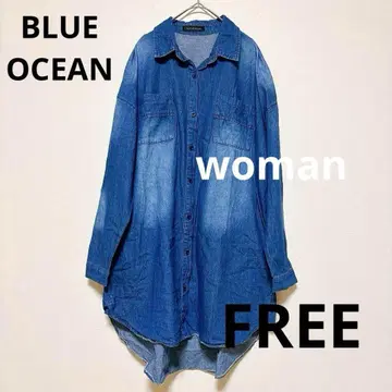 [ BLUE OCEAN ] 데님 셔츠 원피스 F 긴팔 롱 기장 캐주얼