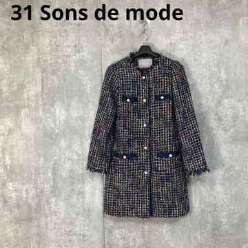 [ 31 Sons de mode ] 트위드 코트 펄 스냅 버튼
