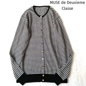 뮤즈 데 두지엠 클라세 골드 버튼 울 가디건 보더 951