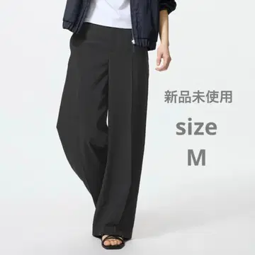 새상품 UNIQLO 감동 와이드 팬츠 M 블랙 블랙