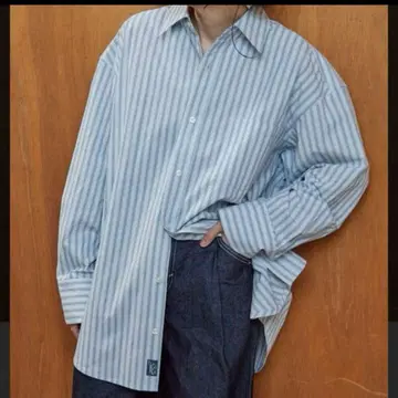 FREAK'S STORE 빅 커프스 멀티 스트라이프 셔츠