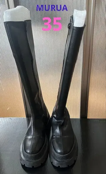 MURUA 사이드 고어 롱 부츠 블랙 35