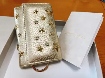 JIMMY CHOO 골드 가죽 키케이스