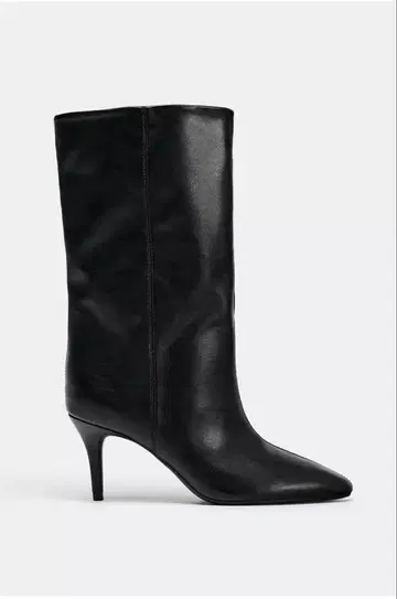 ZARA 자라 미들 블랙 레더 부츠 24.0