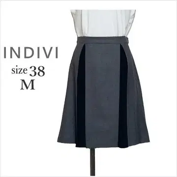(INDIVI) 차콜 그레이 플리츠 절개 울 스커트 일본제 38