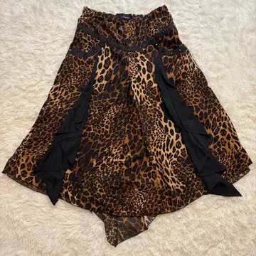 알곤퀸 ALGONQUINS 롱 스커트 레오파드 무늬 리본 y2k