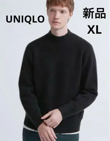 새상품 유니클로 3D 수플레얀 모크넥 스웨터 (긴팔) 블랙 XL