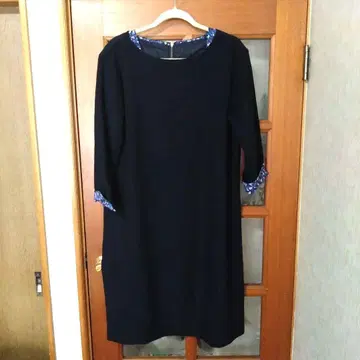 네이비 A라인 원피스 긴팔 센슈카이