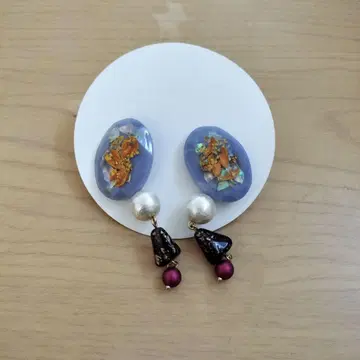 라벤더 꽃 라메 믹스 귀찌