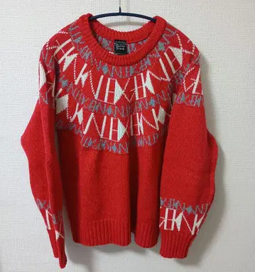 QuizKnock 'Knowledge' 니트 풀오버 레드