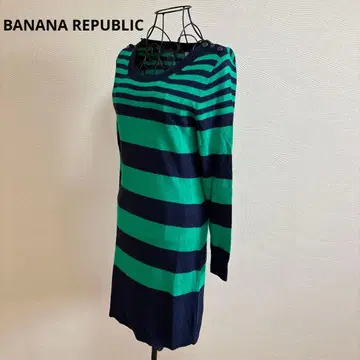 BANANA REPUBLIC S 사이즈 스트레치 보더 원피스 그린 블랙