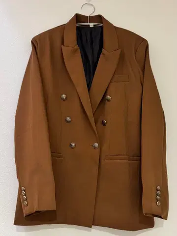 브라운 자켓 블레이저 L 사이즈 장식 버튼 아우터 브라운