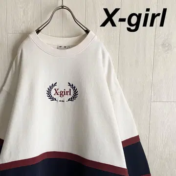 엑스걸 원포인트 자수 로고 멀티 컬러 맨투맨 트레이닝복