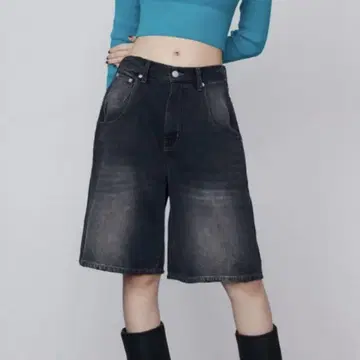 EMODA 빈티지 데님 하프 팬츠 블랙 S