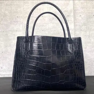 [ 새상품급 ] HAMANO 악어 엠보싱 듀브레 네이비 A4 숄더 토트백