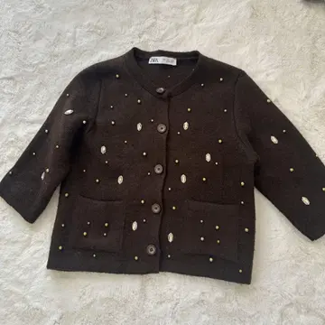 ZARA 비즈 큐빅 니트 가디건