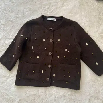 ZARA 비즈 큐빅 니트 가디건
