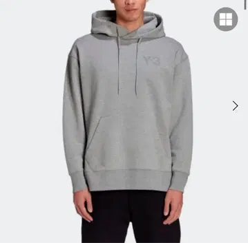 Y-3 그레이 로고 후드티