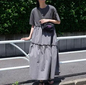 FREAK'S STORE 그레이 반팔 티셔츠 원피스