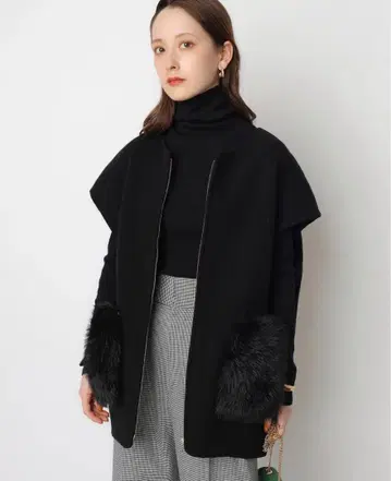 Arpege story 퍼 포함 리버 베스트 블랙 사이즈 2