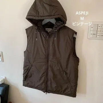새상품급 아스펜지 ALBERTO ASPESI 브라운 베스트 M 후드 부착