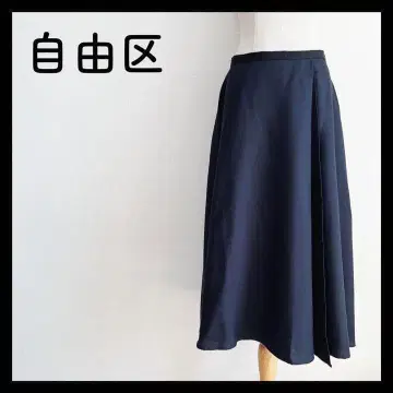 컨디션 최상 자유구 플레어 스커트 랩스커트 네이비 울 M L