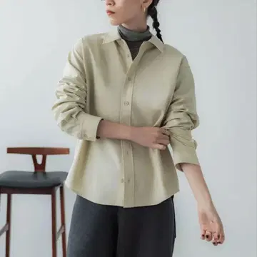crewre 백 스티치 레귤러 셔츠 샌드 베이지