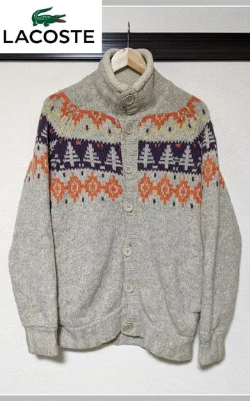 [ LACOSTE ] 하이넥 스웨터/노르딕 무늬/자수/로고/새상품급
