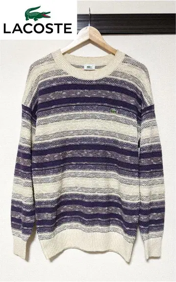 [ LACOSTE ] 니트 스웨터/스트라이프/울/자수/로고/구제 의류