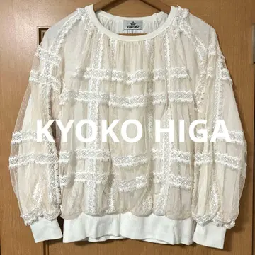 [ 멋진 디자인 ] KYOKO HIGA 히가쿄코 레이스 자수 티셔츠