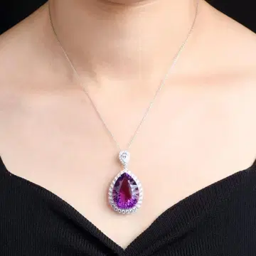 보라색 자수정풍 펜던트