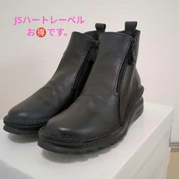 JS하트라벨 발수 더블 지퍼 가죽 부츠 22.5cm