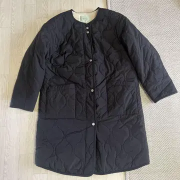 블랙 퀼팅 롱 코트