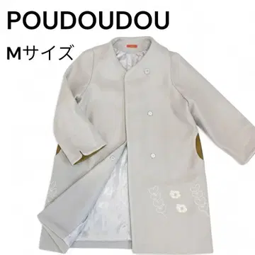 [ POUDOUDOU ] 자수 디자인 그레이 롱 코트 M 사이즈