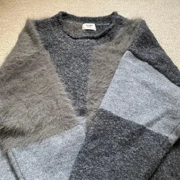 BEAMS HEART 패치워크 니트 프리 사이즈 그레이