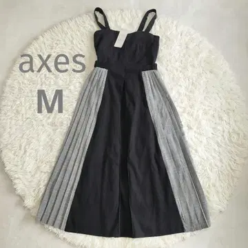 axes femme 체크 사이드 플리츠 OP 블랙 M