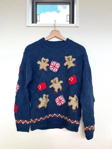 빈티지 구제 의류 곰돌이 니트 곰 패턴 스웨터 90s 80s 70s