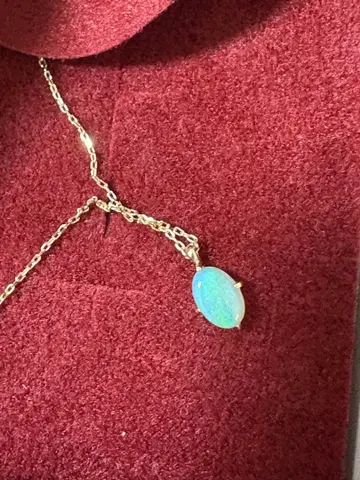 최종 가격 인하 오팔 펜던트 탑 파란색 타원형 10K 체인 목걸이