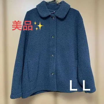 유니클로 보아 플리스 스탠 칼라 숏 코트 네이비 LL