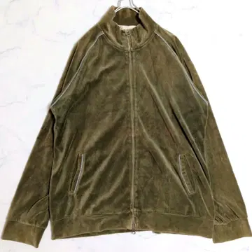 빈티지 트랙 자켓 벨로아 카키 XL 더블 지퍼