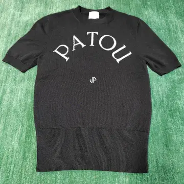 PATOU 블랙 반팔 니트 스웨터