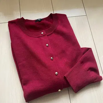 PLST 메리 울 블렌드 메탈 버튼 가디건 M 와인