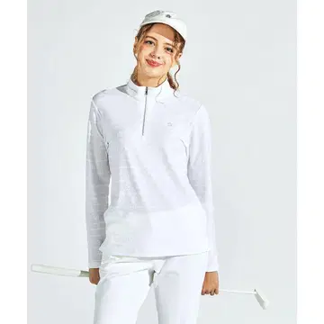 새상품! 여성용 먼싱웨어 자카드 긴팔 집업 셔츠 L 화이트